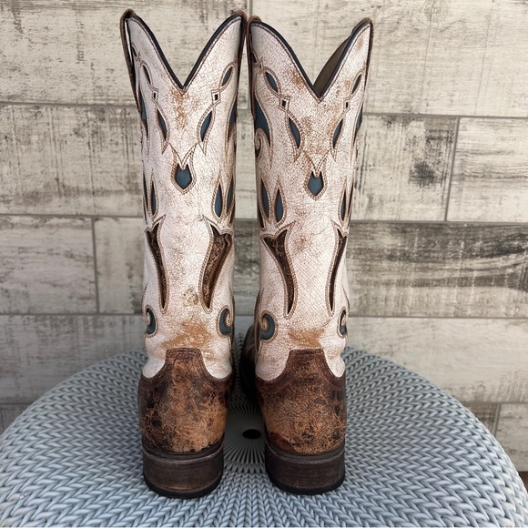 Stetson Distressed Leather Western Cowboy Boots - Picture 7 of 16